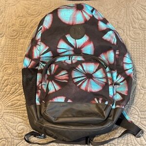 Hurley Black and Teal Backpack approx. 14” X 16”